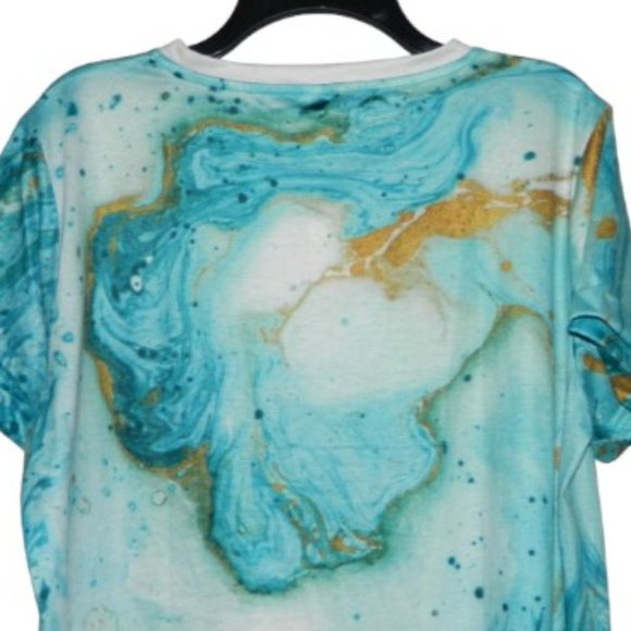 2 for/ $25 Pixie Lady Tee Shirt Blouse Silk Screen Water Graphic Size Large - Picture 8 of 11